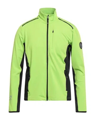 Ea7 Man Sweatshirt Lime Green Size 3xl Polyester, Elastane