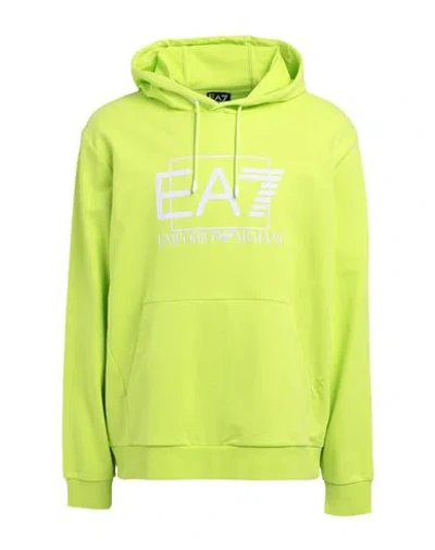 Ea7 Man Sweatshirt Lime Green Size L Cotton, Elastane