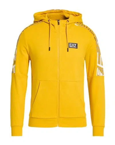 Ea7 Man Sweatshirt Marigold Size Xxl Cotton In Yellow
