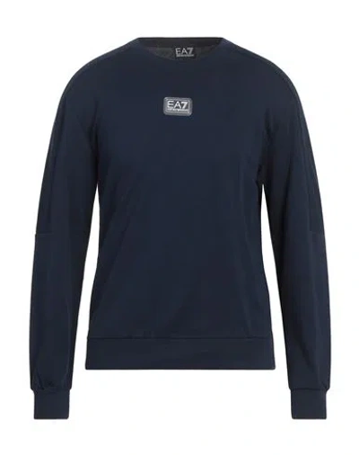 Ea7 Man Sweatshirt Midnight Blue Size 3xl Cotton, Elastane