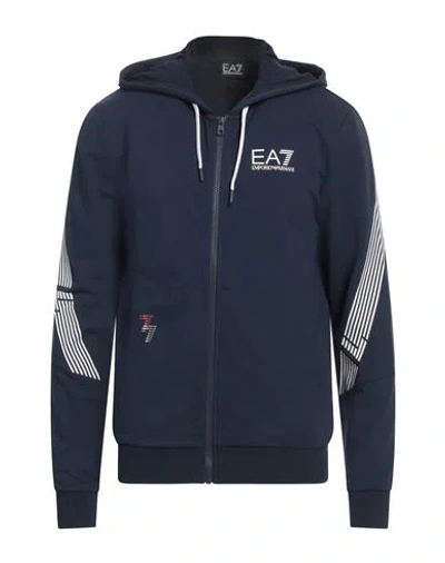 Ea7 Man Sweatshirt Midnight Blue Size 3xl Cotton, Polyester, Elastane