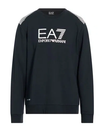 Ea7 Man Sweatshirt Midnight Blue Size 3xl Cotton, Polyester, Elastane In Black