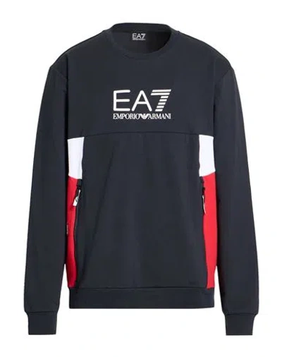 Ea7 Man Sweatshirt Midnight Blue Size 3xl Cotton, Polyester, Elastane