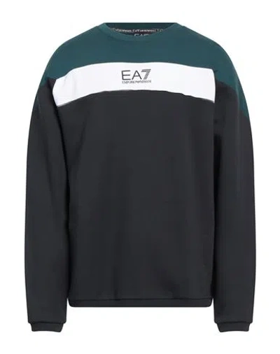 Ea7 Man Sweatshirt Midnight Blue Size Xs Cotton, Polyester, Elastane