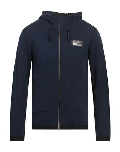 Ea7 Man Sweatshirt Midnight Blue Size 3xl Cotton, Polyester, Polyamide, Elastane