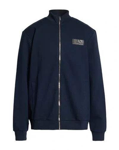 Ea7 Man Sweatshirt Midnight Blue Size 3xl Polyester, Cotton