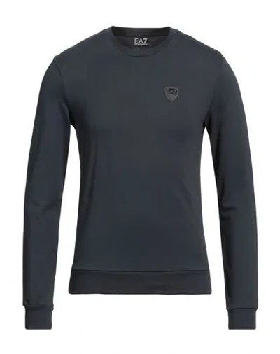 Ea7 Man Sweatshirt Midnight Blue Size Xxs Cotton, Elastane