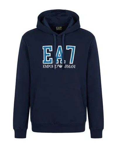Ea7 Man Sweatshirt Midnight Blue Size L Cotton, Polyester, Elastane
