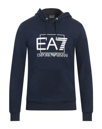 Ea7 Man Sweatshirt Midnight Blue Size Xl Cotton, Elastane