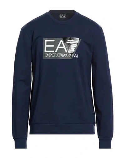 Ea7 Man Sweatshirt Midnight Blue Size Xl Cotton, Elastane
