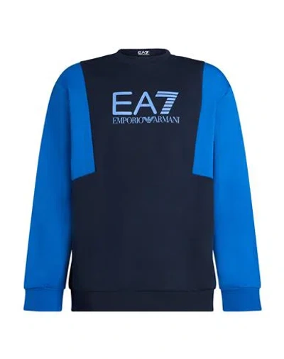 Ea7 Man Sweatshirt Midnight Blue Size Xl Cotton, Polyester, Elastane
