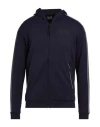 Ea7 Man Sweatshirt Midnight Blue Size Xl Cotton, Polyester, Elastane In Black