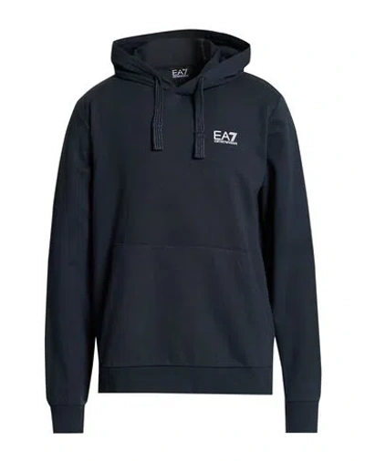 Ea7 Man Sweatshirt Midnight Blue Size Xxl Cotton, Elastane