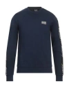 Ea7 Man Sweatshirt Midnight Blue Size Xxl Cotton, Elastane, Polyamide, Polyester In Blue