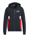 Ea7 Man Sweatshirt Midnight Blue Size Xxl Cotton, Polyester, Elastane In Black
