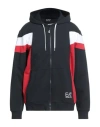 Ea7 Man Sweatshirt Midnight Blue Size Xxl Recycled Cotton, Polyester, Elastane In Black
