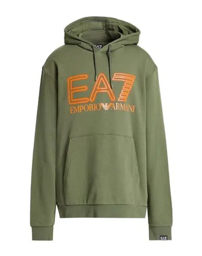 Ea7 Man Sweatshirt Military Green Size 3xl Cotton