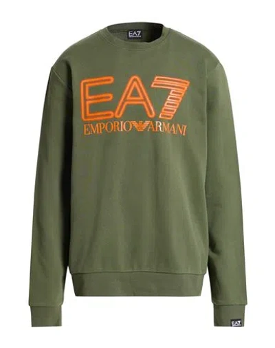 Ea7 Man Sweatshirt Military Green Size 3xl Cotton