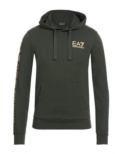 Ea7 Man Sweatshirt Military Green Size 3xl Cotton, Elastane