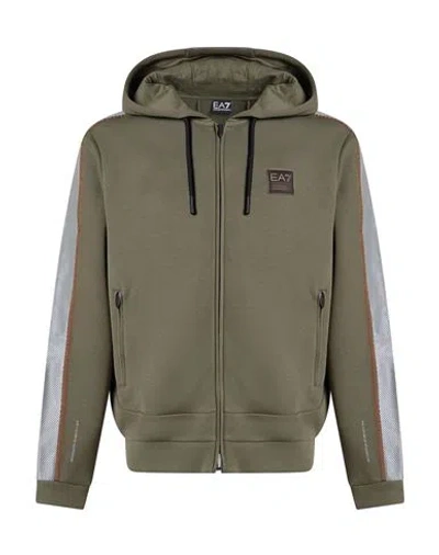 Ea7 Man Sweatshirt Military Green Size 3xl Cotton, Polyester
