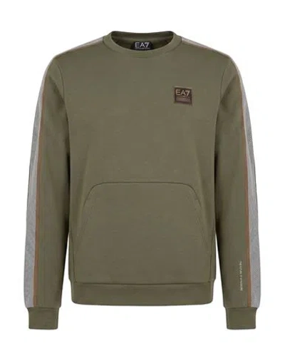Ea7 Man Sweatshirt Military Green Size 3xl Cotton, Polyester