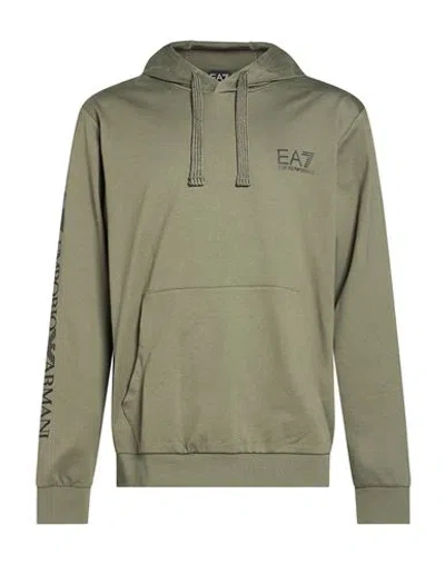 Ea7 Man Sweatshirt Military Green Size L Cotton