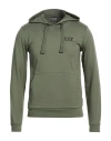 Ea7 Man Sweatshirt Military Green Size M Cotton, Elastane