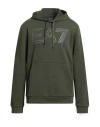 Ea7 Man Sweatshirt Military Green Size S Cotton, Elastane