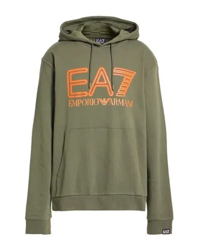 Ea7 Man Sweatshirt Military Green Size Xl Cotton