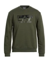 Ea7 Man Sweatshirt Military Green Size Xl Cotton, Polyester, Elastane