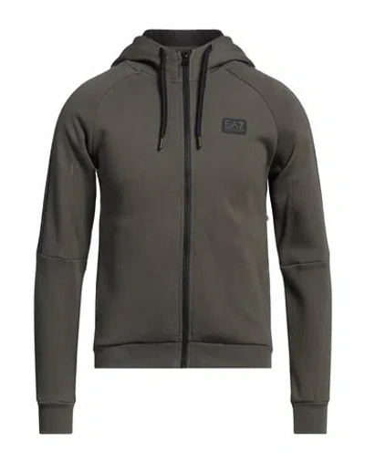 Ea7 Man Sweatshirt Military Green Size Xs Cotton, Polyester
