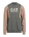 Ea7 Man Sweatshirt Military Green Size Xxl Cotton, Polyester, Elastane In Green