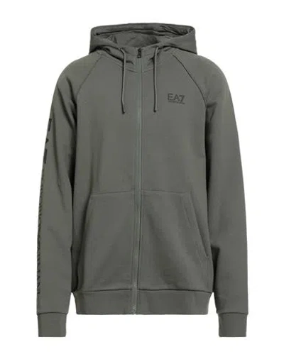 Ea7 Man Sweatshirt Military Green Size Xxl Cotton, Polyester, Elastane