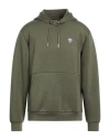 Ea7 Man Sweatshirt Military Green Size Xxl Polyester, Viscose, Elastane