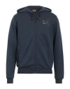 Ea7 Man Sweatshirt Navy Size S Polyester, Cotton In Navy Blue