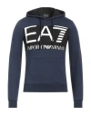 Ea7 Man Sweatshirt Navy Size L Cotton, Elastane In Navy Blue