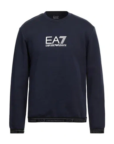 Ea7 Man Sweatshirt Navy Blue Size Xxl Cotton, Polyester