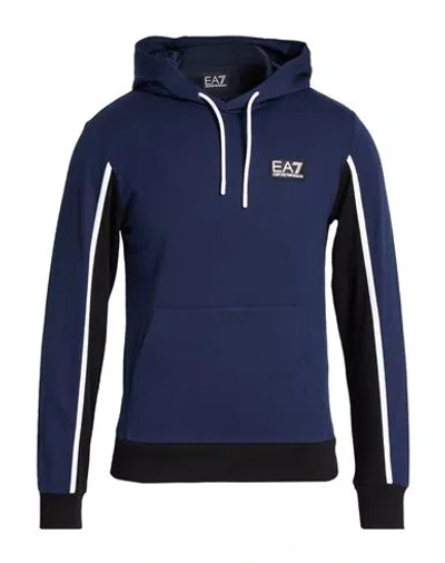 Ea7 Man Sweatshirt Navy Size 3xl Cotton In Blue