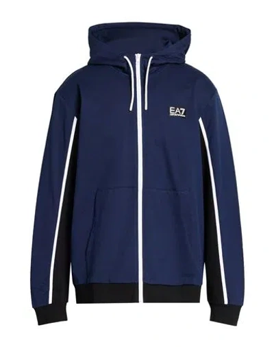 Ea7 Man Sweatshirt Navy Size 3xl Cotton In Blue
