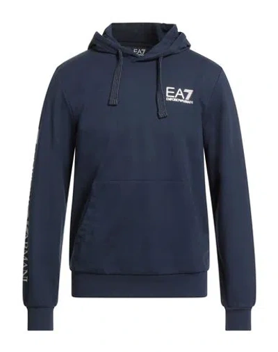 Ea7 Man Sweatshirt Navy Size 3xl Cotton, Elastane In Gold