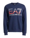 Ea7 Man Sweatshirt Navy Size 3xl Cotton, Polyester, Elastane In Navy