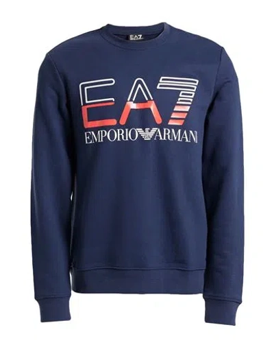 Ea7 Man Sweatshirt Navy Size 3xl Cotton, Polyester, Elastane