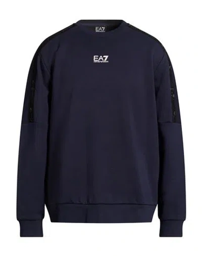 Ea7 Man Sweatshirt Navy Size 3xl Cotton, Polyester In Black