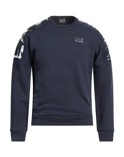 Ea7 Man Sweatshirt Navy Size 3xl Cotton, Polyester, Elastane