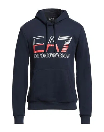 Ea7 Man Sweatshirt Navy Size 3xl Cotton, Polyester, Elastane