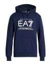 Ea7 Man Sweatshirt Navy Size 3xl Cotton, Polyester, Elastane In Blue
