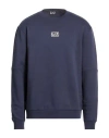 Ea7 Man Sweatshirt Navy Size 3xl Cotton, Polyester, Elastane In Blue