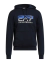 Ea7 Man Sweatshirt Navy Size L Cotton, Polyester, Elastane In Blue