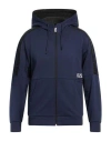 Ea7 Man Sweatshirt Navy Size L Cotton, Polyester, Elastane In Blue