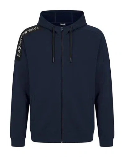 Ea7 Man Sweatshirt Navy Size M Cotton In Blue